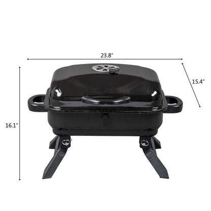 Portable Folding Tabletop Charcoal Grill and Smoker with Lid